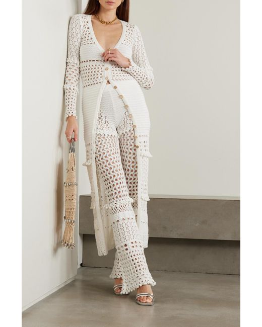 retroféte Alaia Iridescent Crochet-knit Cardigan in White