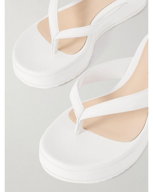Gianvito Rossi Natural Tahiti Leather Platform Flip Flops