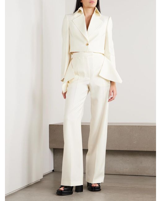 Alexander McQueen Natural Blazer Aus Woll-Twill Mit Schößchen