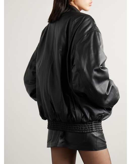 Wardrobe NYC Black Leather Bomber Jacket