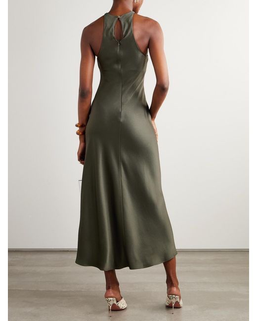 Blazé Milano Green Skyros Satin Midi Dress