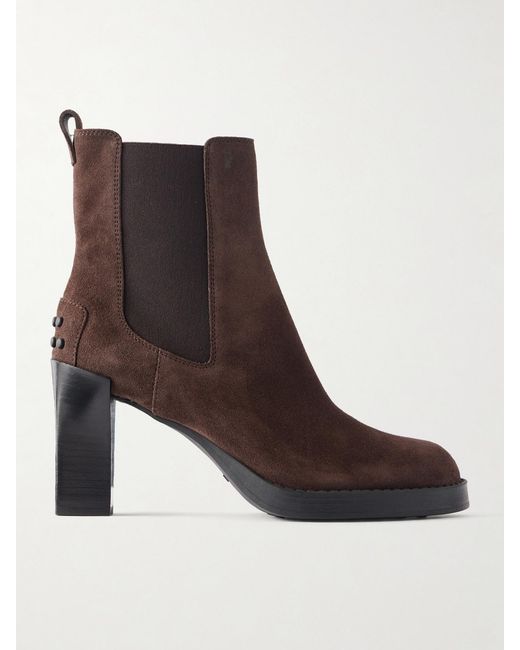 Tod's Brown Tronchetto Elastico 80 Suede Ankle Boots