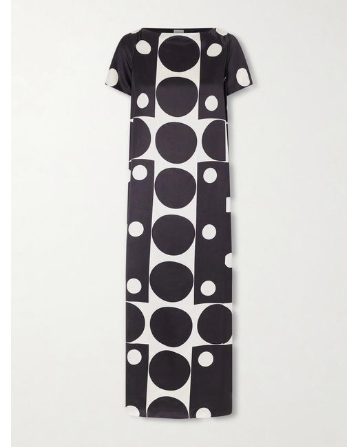 Dries Van Noten White Davita Printed Satin Midi Dress