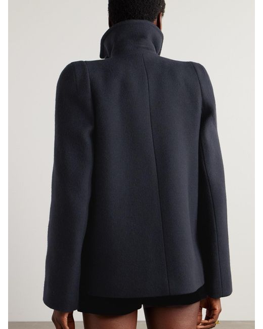 Chloé Blue Double-Breasted Wool-Blend Coat