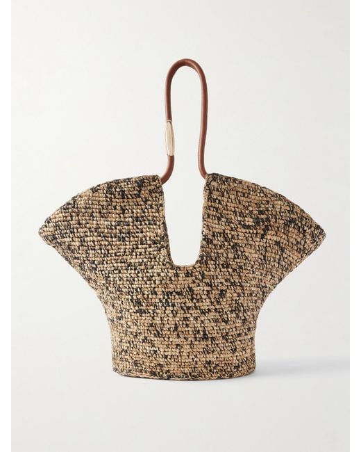 Zimmermann Natural Goldentime Mittelgroße Tote Aus Raffiabast Mit Lederbesätzen Und Verzierung