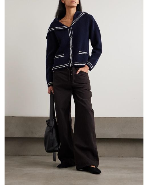 &Daughter Blue Saoirse Sailor Striped Wool Cardigan
