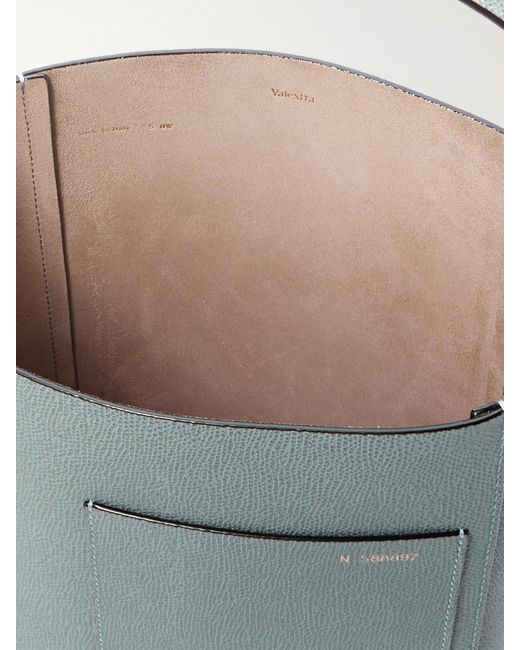 Valextra Gray Small Textured-Leather Bucket Bag