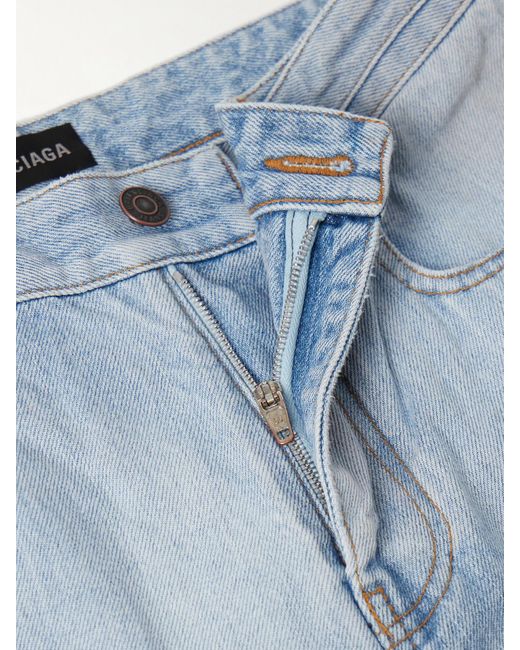 Balenciaga Blue City Studded High-Rise Straight-Leg Jeans