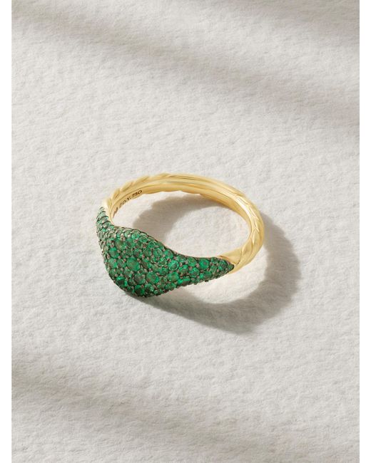 Bague De Petit Doigt En Or 18 Carats (750/1000) Et Émeraudes David Yurman en coloris Gray