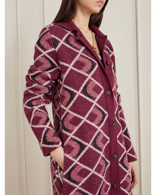 LaDoubleJ Red Jacquard-Knit Coat