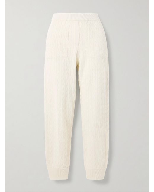 Brunello Cucinelli Natural Cable-Knit Cashmere Tapered Track Pants