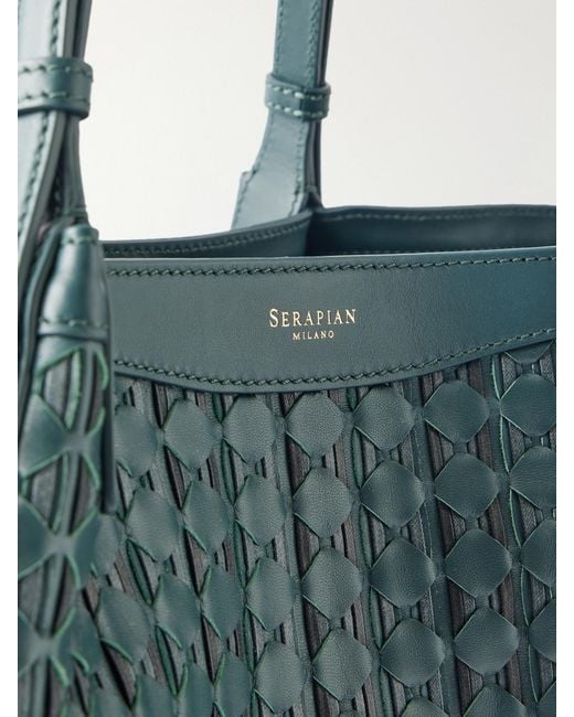 Serapian Blue Secret Mosaico Leather Tote
