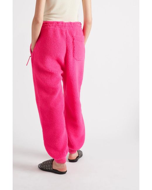Loewe Pink Neon Leather-Trimmed Fleece Tapered Track Pants