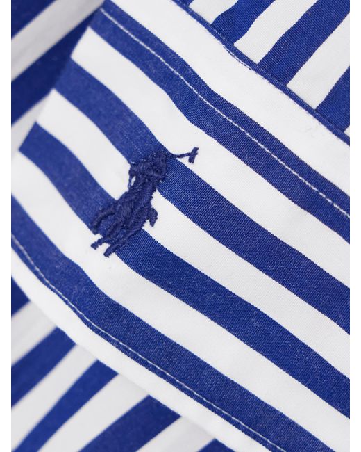 Polo Ralph Lauren Blue Embroidered Striped Cotton-Poplin Shirt