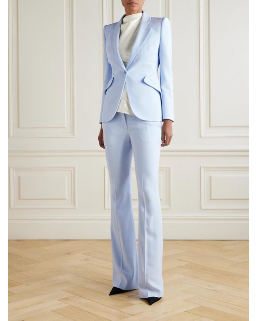 Alexander McQueen Blue Crepe Blazer