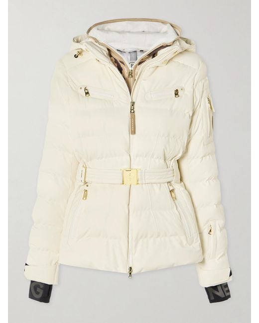 Bogner Natural Ellya Layered Belted Quilted Ski Jacket
