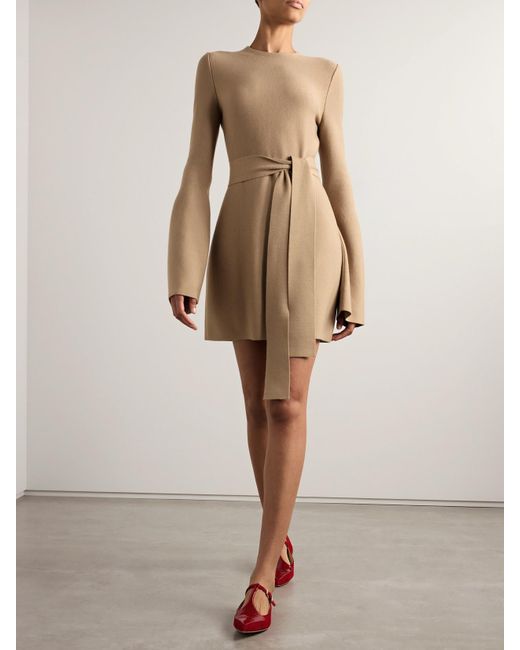 Gabriela Hearst Natural Tenas Belted Wool And Cashmere-Blend Mini Dress