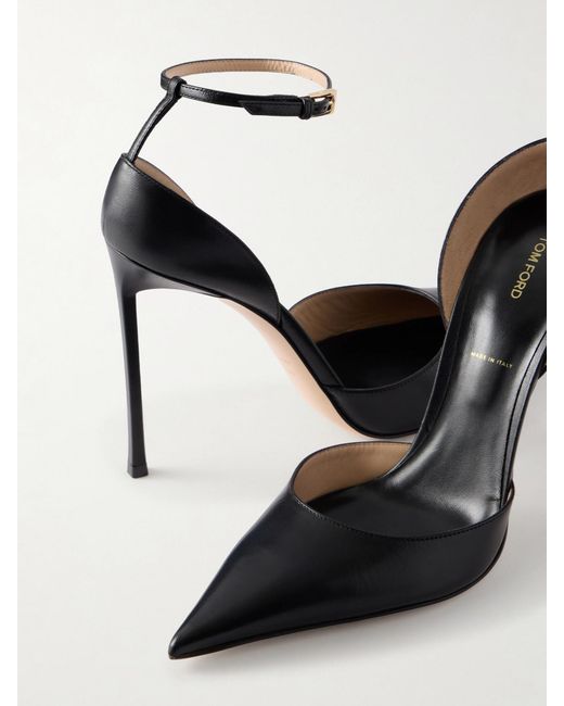 Tom Ford White Pointed-Toe Matte Leather Pumps