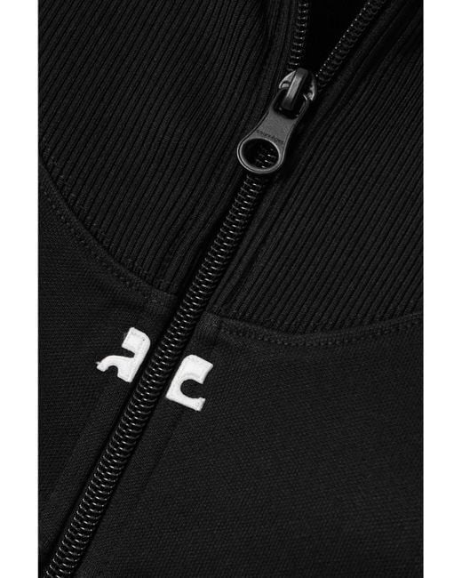 Courreges Black Cropped Ribbed Jersey Jacket