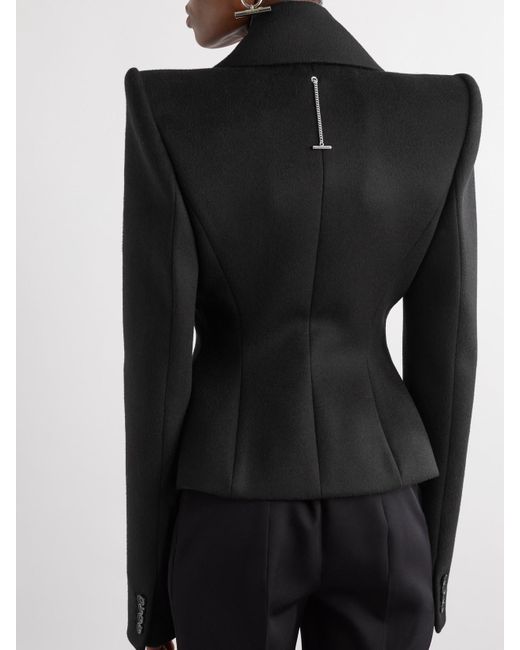Alexander McQueen Black Double-Breasted Wool And Cashmere-Blend Blazer