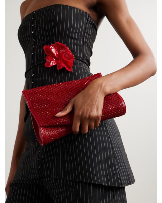 Christian Louboutin Red Loubitwist Clutch Aus Leder Mit Kristallen