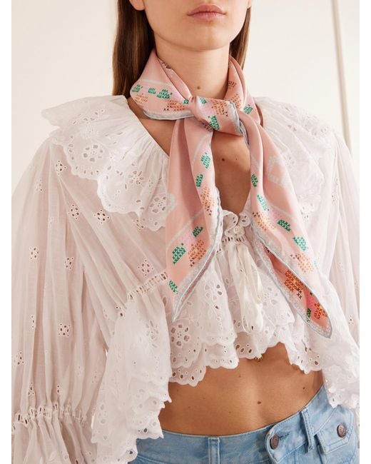Chloé Pink Printed Silk Scarf