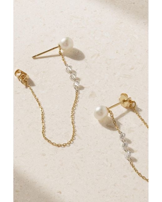 Mizuki Natural 14-Karat, Pearl And Diamond Earrings