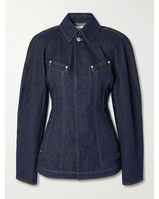 Jean Paul Gaultier Blue Paneled Topstitched Denim Jacket