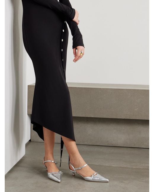 Aeyde Natural Melia Slingback-Pumps Aus Metallic-Leder Mit Schnallen