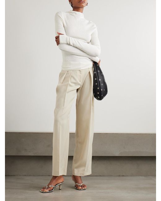 Frankie Shop White Danae Hooded Ribbed-Knit Top