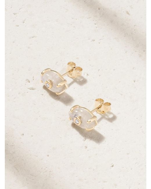 Sydney Evan Natural 14-Karat, Moonstone And Diamond Earrings