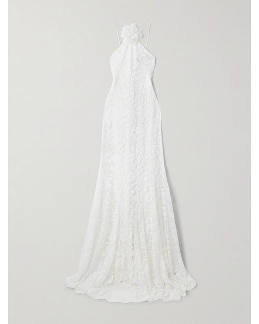 Rodarte White Appliquéd Organic Cotton-Blend Lace Gown