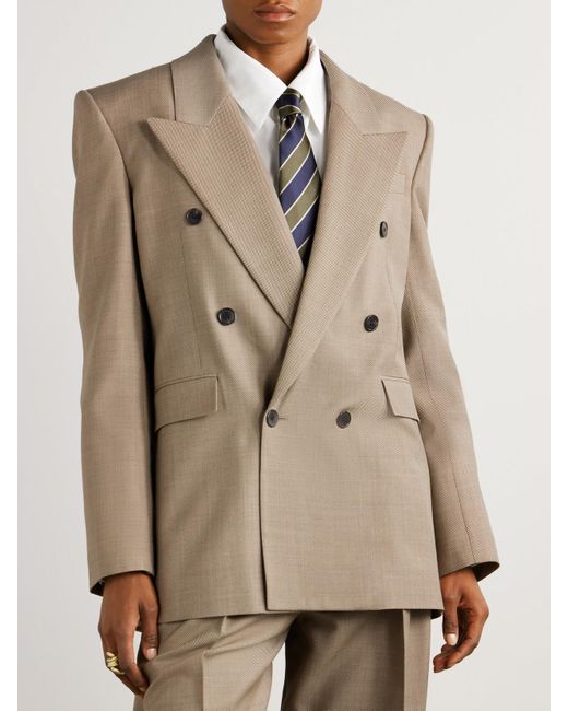 Saint Laurent Natural Double-Breasted Wool Suit Jacket