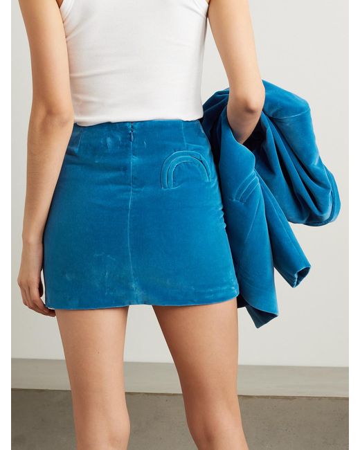 Blazé Milano Blue Coci Cotton-Velvet Mini Skirt