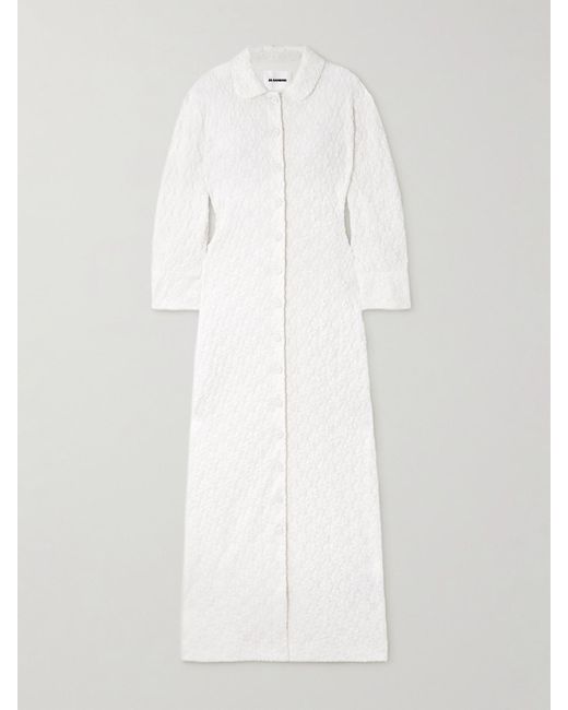 Jil Sander White Maxikleid Aus Cloqué
