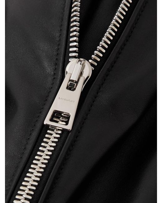Givenchy Black Cropped Layered Leather Bomber Jacket