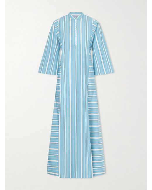 Thierry Colson Blue Rachel Striped Cotton-Poplin Kaftan