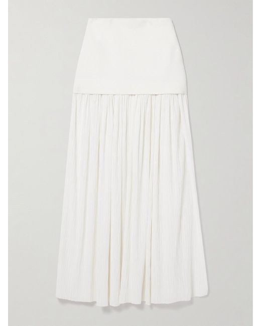 Proenza Schouler White Paige Pleated Crepon And Stretch-Knit Maxi Skirt