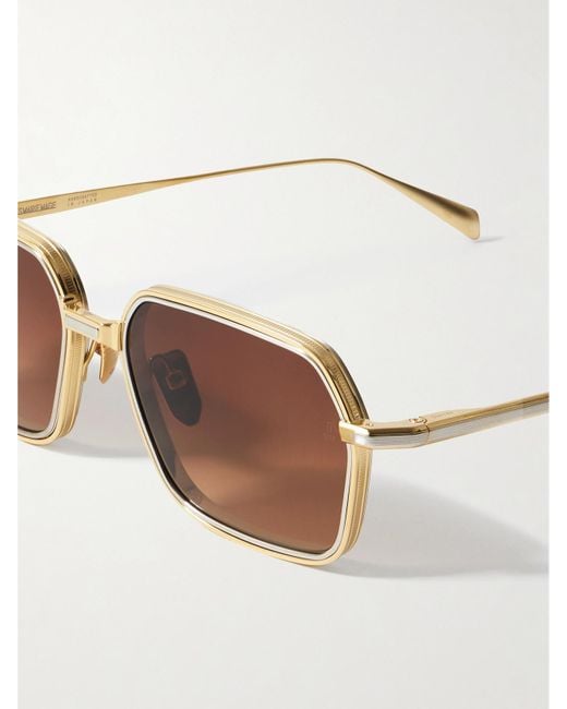 Jacques Marie Mage Brown Admiral Square-Frame Two-Tone Titanium Sunglasses