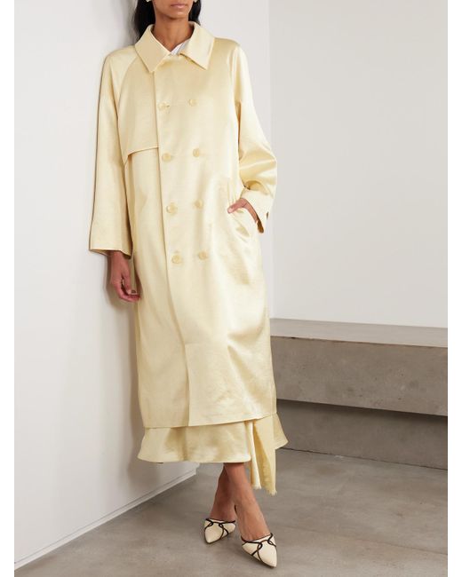 Abadia Metallic Doppelreihiger Trenchcoat Aus Glänzendem Twill