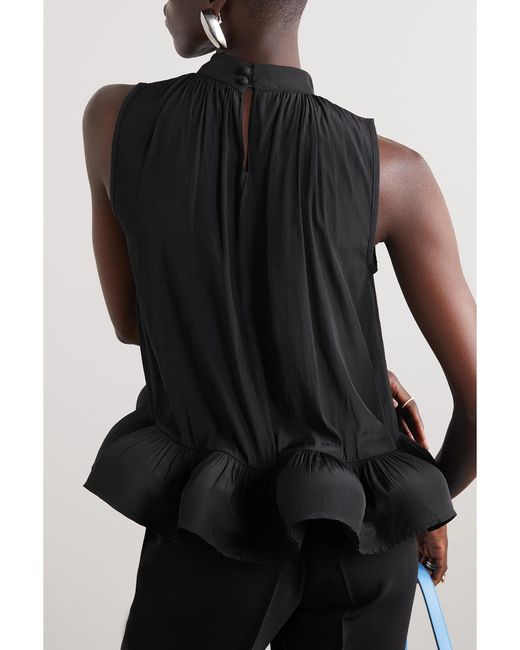 Lanvin Black Pleated Shell Blouse