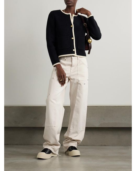 Re/done Natural Workwear Frayed Embellished Mid-Rise Boyfriend Jeans