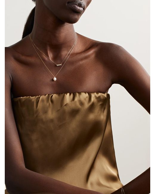 Mateo Natural 14-Karat, Pearl And Diamond Necklace