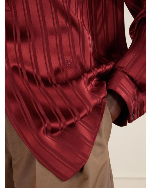 Saint Laurent Red Striped Silk Blouse
