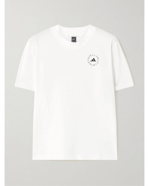 Adidas By Stella McCartney White Printed Jersey T-Shirt