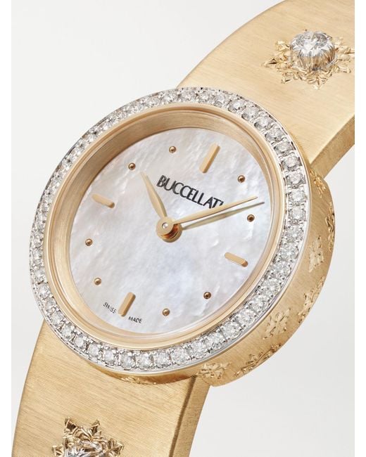 Buccellati White Macri 24 Mm Uhr Aus 18 Karat Mit Perlmutt Und Diamanten