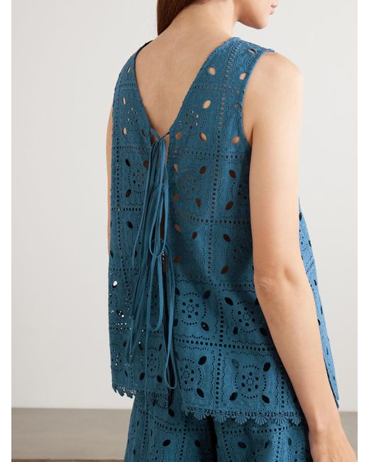 Haut Réversible En Coton À Broderie Anglaise Et À Festons Tula Miguelina en coloris Blue