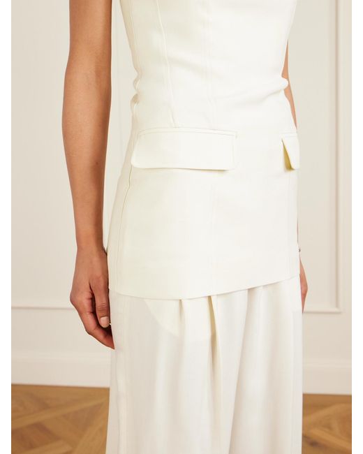 Totême  White Strapless Darted Wool And Silk-Blend Crepe Bustier Top