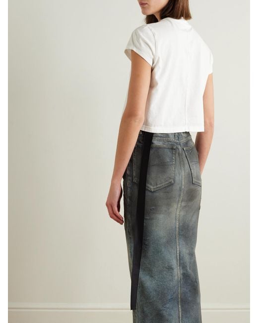 Rick Owens White Cropped Organic Cotton-Jersey T-Shirt