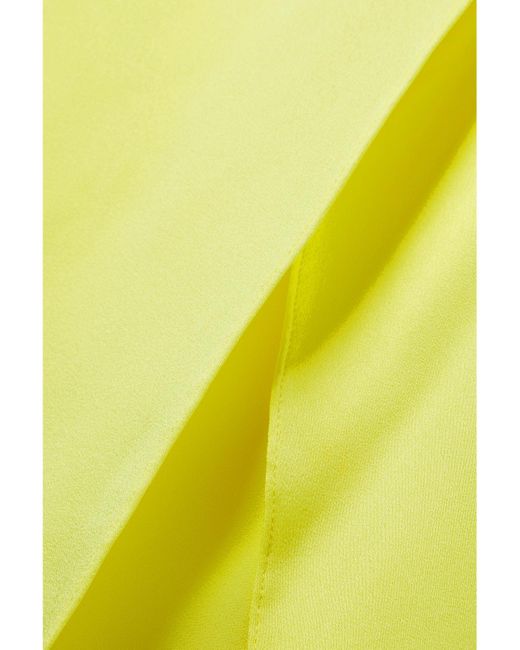 Stella McCartney Yellow Asymmetric Wrap-Effect Satin Midi Skirt